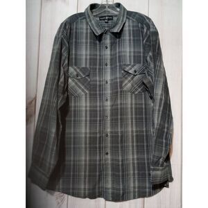 Beverly Hills Shirt Men's 4xl Black Gray‎ Button Front Long Sleeve